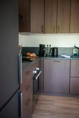 Cuisine ou kitchenette dans l'établissement Le Nichoir du Marais - écolodge