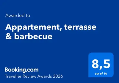 Certificat, récompense, panneau ou autre document affiché dans l'établissement Appartement, terrasse & barbecue