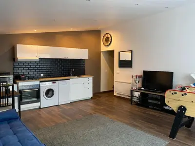Cuisine ou kitchenette dans l'établissement Logement moderne, dans mon jardin, près de Paris et stade de France avec place de stationnement