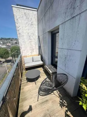 Balcon ou terrasse dans l'établissement Appartement Rouen terrasse + parking