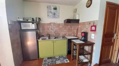 Cuisine ou kitchenette dans l'établissement Gites Les Roses