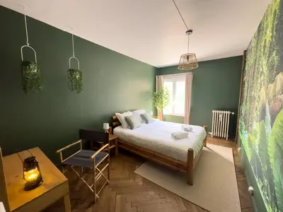 Un ou plusieurs lits dans un hébergement de l'établissement Jungle Urbain- Sauna - Ciné - Hamac - Hyper centre