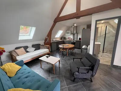 Coin salon dans l'établissement Appart à la ferme, chez Shoopie