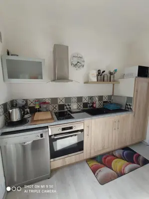 Cuisine ou kitchenette dans l'établissement Studio Tribord Le Tréport - vue mer & falaises