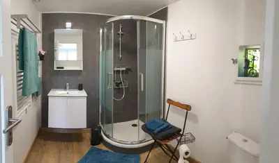 Salle de bains dans l'établissement Havre champêtre, maison et chalet