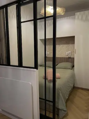 Un ou plusieurs lits dans un hébergement de l'établissement Appartement de charme - Hypercentre Gros Horloge