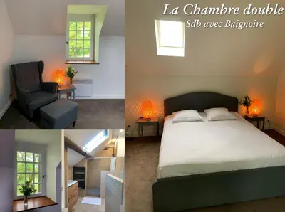 Un ou plusieurs lits dans un hébergement de l'établissement Maison de Village Vexin site classé 1h Paris et Normandie grand jardin