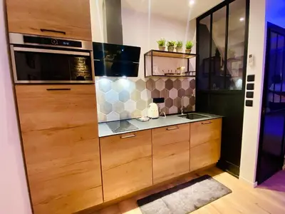 Cuisine ou kitchenette dans l'établissement Saphir Spa - Sauna Balnéo Chromothérapie Massage