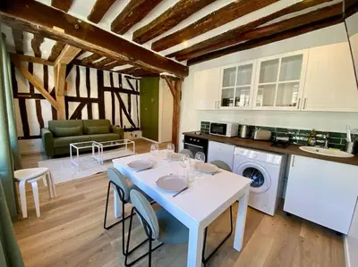 Cuisine ou kitchenette dans l'établissement L’Eucalyptus