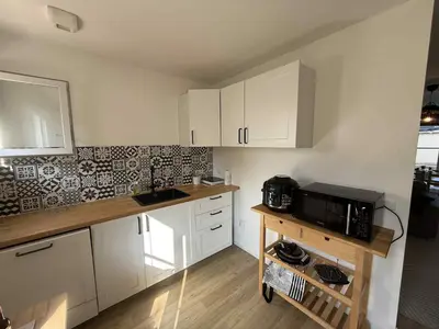 Cuisine ou kitchenette dans l'établissement Maison Le Bois Petit