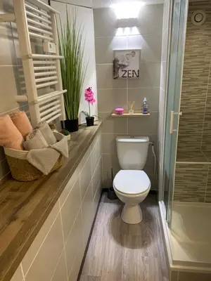 Salle de bains dans l'établissement O ' Garden et sa terrasse