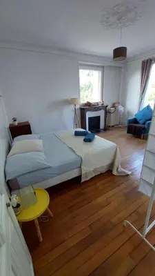 Un ou plusieurs lits dans un hébergement de l'établissement Bed & Breakfast à 20mn direct St Lazare en Train