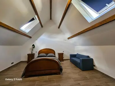 Un ou plusieurs lits dans un hébergement de l'établissement Appartement Lavande - 6 pers avec mezzanine