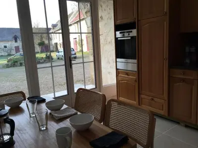 Cuisine ou kitchenette dans l'établissement Gite de charme à Frémainville dans le vexin