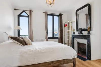Un ou plusieurs lits dans un hébergement de l'établissement Villa The Treport - terrasses & vue mer