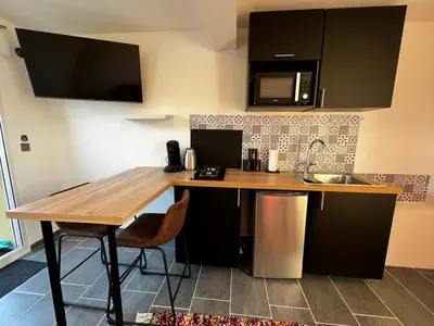 Cuisine ou kitchenette dans l'établissement Maison a coté de Giverny