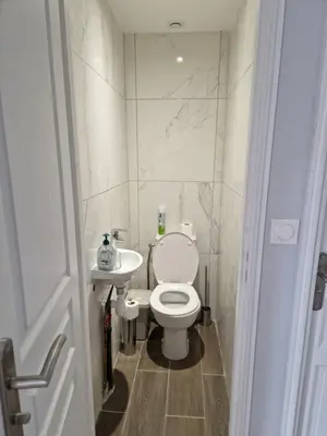 Salle de bains dans l'établissement Le Havre de Pont