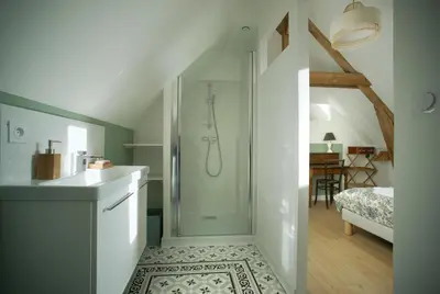 Cuisine ou kitchenette dans l'établissement Les Jardins de Félicie