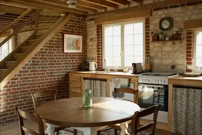 Cuisine ou kitchenette dans l'établissement Les Jardins de Félicie