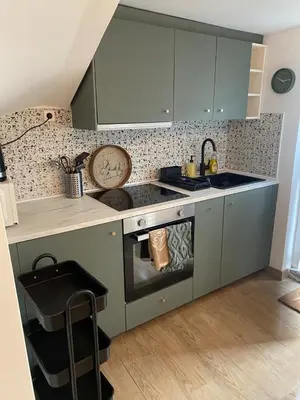 Cuisine ou kitchenette dans l'établissement Cosy maison de ville Rouennaise