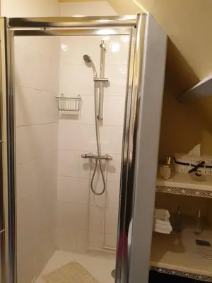 Salle de bains dans l'établissement Le gîte du bois du fil
