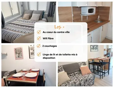 Cuisine ou kitchenette dans l'établissement Jacobin-centre ville-paisible-2 couchages
