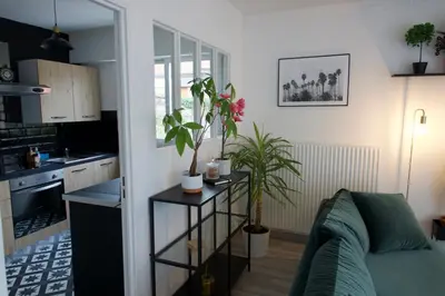 Cuisine ou kitchenette dans l'établissement Appartement Rouen centre proche CHU