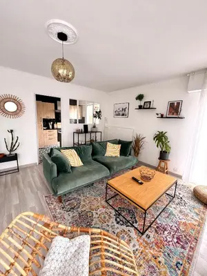 Coin salon dans l'établissement Appartement Rouen centre proche CHU