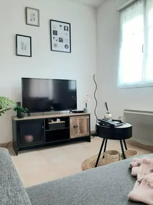 Télévision ou salle de divertissement dans l'établissement Proche aéroport à pied, Le Rêve Rose.
