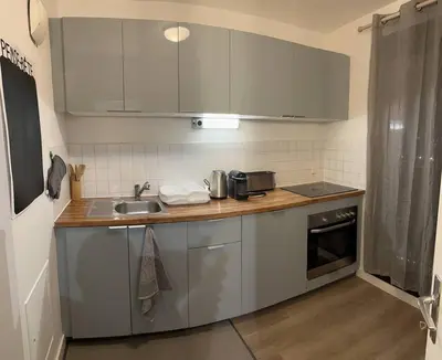 Cuisine ou kitchenette dans l'établissement IMEPA Appart 47m2/ Beau 2 pièces