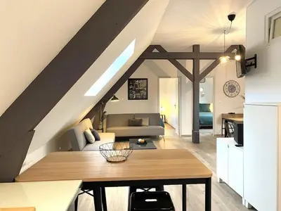 Cuisine ou kitchenette dans l'établissement Le Loft boisé Giverny-Vernon - appt 8