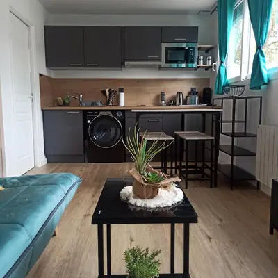 Cuisine ou kitchenette dans l'établissement L'étape Da estrela-Nid douillet-Vernon Giverny