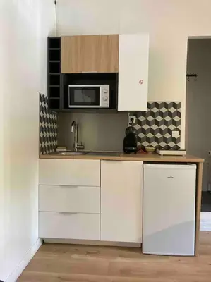 Cuisine ou kitchenette dans l'établissement Studio hypercentre Quai de Seine