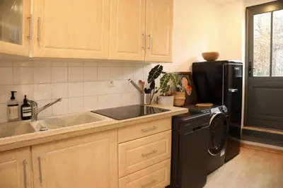 Cuisine ou kitchenette dans l'établissement La Maison des Rues Pavées avec jardin by La Boîte En Plus