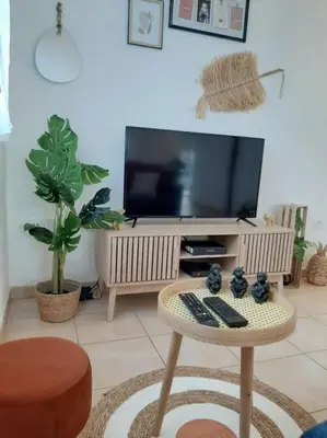 Télévision ou salle de divertissement dans l'établissement Proche aéroport à pied, O Nature