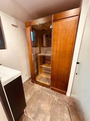 Cuisine ou kitchenette dans l'établissement La Ptite Maison proche Rouen
