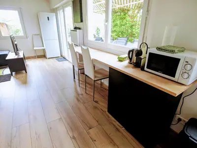 Cuisine ou kitchenette dans l'établissement Un bol d'air frais près de Paris