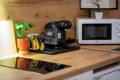 Cuisine ou kitchenette dans l'établissement Ceylan bel F2 à Rouen