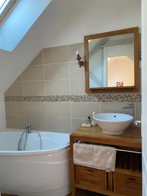 Salle de bains dans l'établissement Maison familiale au coeur de la vallée de l'Eure