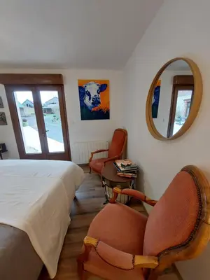 Un ou plusieurs lits dans un hébergement de l'établissement Chambre table d'hôtes Anne-Marie et Jean-Christophe