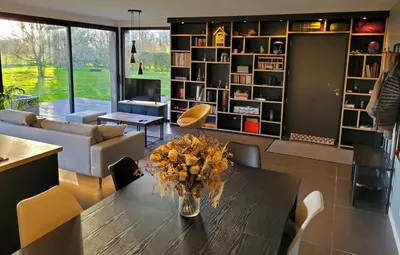Coin salon dans l'établissement Villa en bois à la campagne - 20 min de Rouen