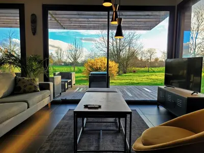 Coin salon dans l'établissement Villa en bois à la campagne - 20 min de Rouen