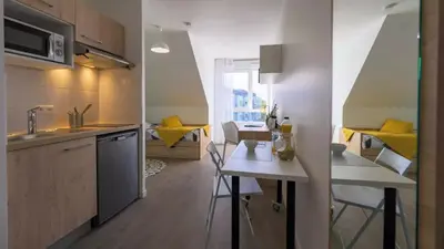 Cuisine ou kitchenette dans l'établissement Résidence Nemea Rouen Constantine