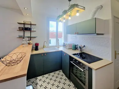 Cuisine ou kitchenette dans l'établissement L'Étape Pisciacaise / F2 4pers. de standing
