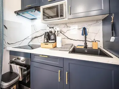 Cuisine ou kitchenette dans l'établissement Appartement cocooning en centre-ville - Résidence le Colisée