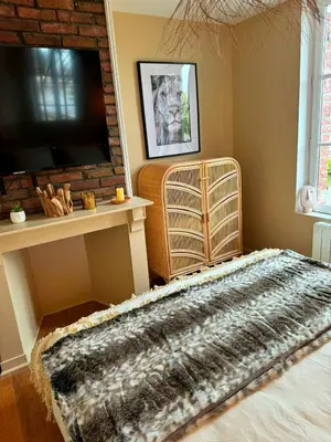 Un ou plusieurs lits dans un hébergement de l'établissement Duplex Safari jusqu'à 4 personnes, Spa, cinéma et lit sous les arbres, day use, 10 min centre