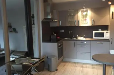 Cuisine ou kitchenette dans l'établissement Gîte les tilleuls