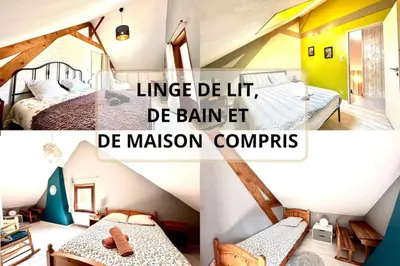 Un ou plusieurs lits dans un hébergement de l'établissement Le Gîte d’en Bas-St Valery à 15min-Équipement bébé