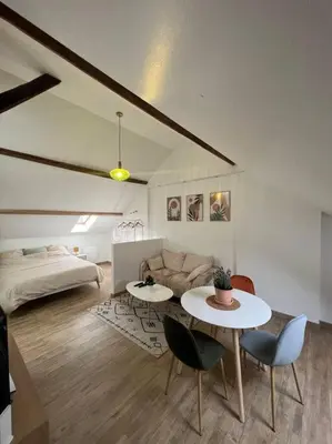 Coin salon dans l'établissement Studio confortable et fonctionnel proche gare
