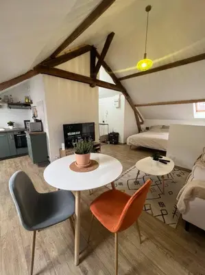 Cuisine ou kitchenette dans l'établissement Studio confortable et fonctionnel proche gare